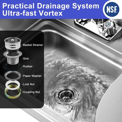 Stainless Steel Wall Mounted Hand Washing Sink with Faucet