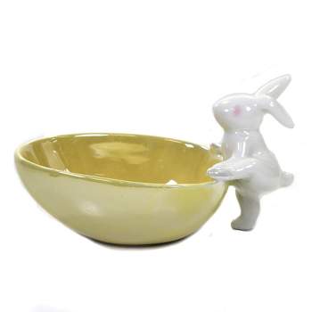 One Hundred 80 Degrees 4.0 Inch Egg-Shaped Pearl Candy Dish Easter Tidbit Snack Bunny Candy Dishes