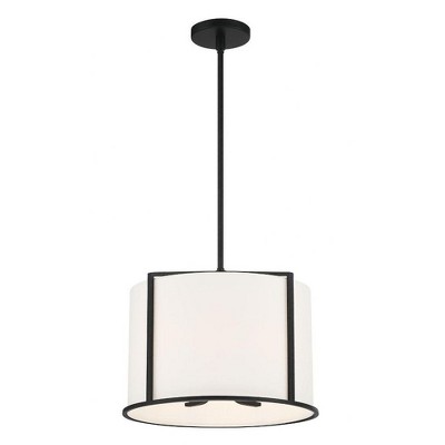 Carlyn Mini Drum Silk Shade Black Pendant Light