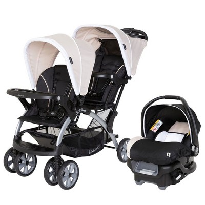 Baby Trend Sit N' Stand Travel Double Baby Stroller and Car Seat Combo - Khaki Black