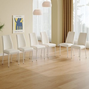 CAVINAS 4-Piece Modern PU Leather Dining Chairs, Kitchen Side Chair with PU Material High Back Seat and Sturdy White Leg - 1 of 4