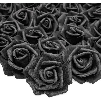 Bright Creations 100 Pack Artificial Flowers, Foam Rose Heads for Decor (Black, 3 In)