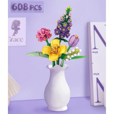 Acoinel Flower Building Kit, Building Block Set, Artificial Flowers Building Bricks for Gifts