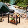 ORRD Movable Oven Table on Wheels, 3-Tier Outdoor Grill Cart with Storage Racks & Locking Casters, Heavy Duty BBQ Prep Station, Black - 3 of 4