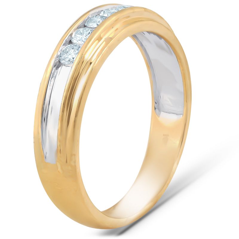 Pompeii3 1/4 Ct Diamond Mens Wedding Ring 10k Yellow Gold, 3 of 5
