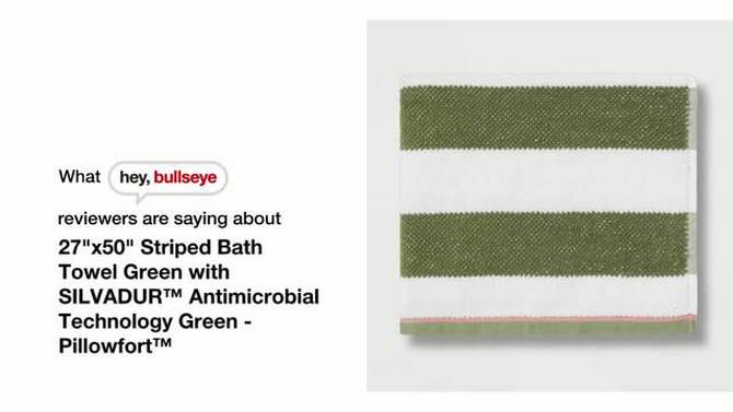 Striped Kids' Towel Green with SILVADUR™ Antimicrobial Technology Green - Pillowfort™, 2 of 6, play video