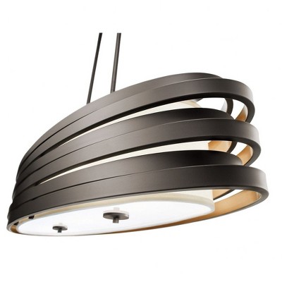 Roswell 37'' Distressed Bronze Linear Pendant with White Shade