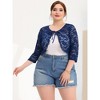 Agnes Orinda Women's Plus Size Shrug 3/4 Sleeves Lace Tie Neck Crop Bolero Cardigan - 3 of 4