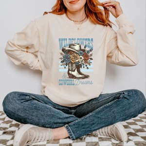 Simply Sage Market Wildflowers Cowgirl Dreams Garment Dyed Long Sleeve - XL - Ivory - 1 of 4