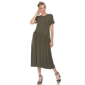 Women's Short Sleeve Asymmetrical Waist Maxi Dress - White Mark - 1 of 4