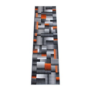 Emma and Oliver Modern Cubist Olefin Accent Runner Rug in Gradient Shades with Natural Jute Backing - 1 of 4