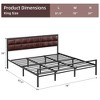 Faux Leather Platform Bed Frame with Upholstered Square Stitched Headboard - 2 of 4