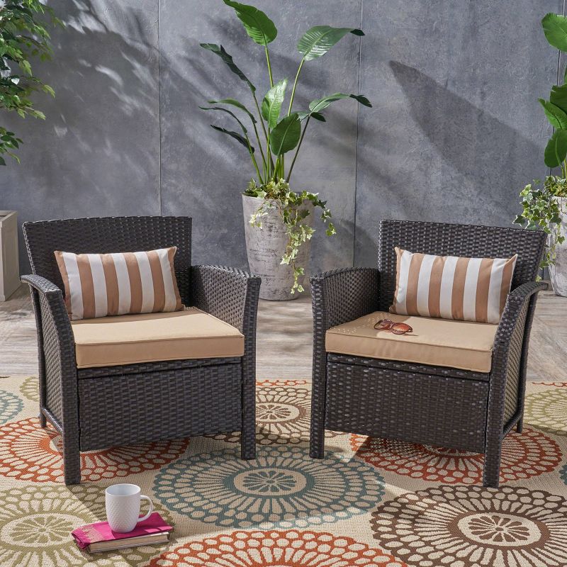 St Lucia 2pc Wicker Club Chairs - Brown/Tan - Christopher Knight Home, 3 of 7