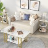 Hooseng 3 Pieces Coffee Table Set, Living Room Coffee Table with 2 End Side Tables Set and Metal Frame, Living Room Table Set - 3 of 4
