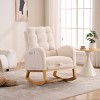 Plush Teddy Rocking Chair with Footrest,High Back Button Tufted Lounge Chair for Nursery Living Room-Baofuwish - 2 of 4