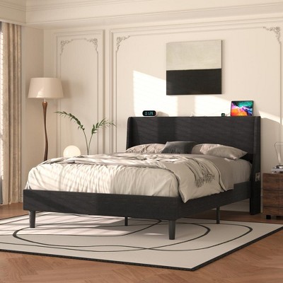 VECELO Upholstered Bed, Metal Frame Platform Bed