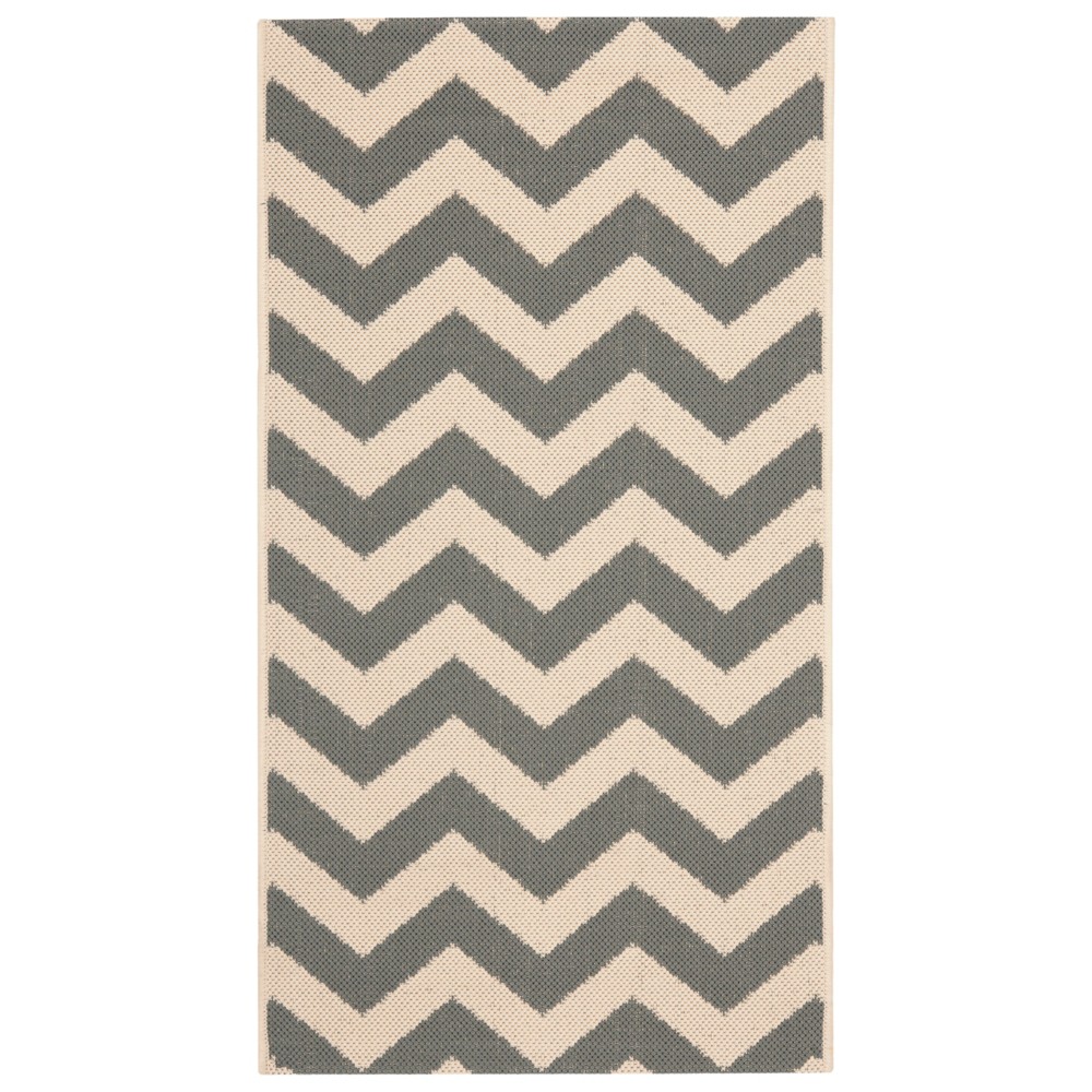 2'7inX5' Rectangle Elvas Outdoor Patio Rug Gray/Beige - Safavieh