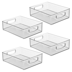 iDesign Plastic Stackable Pantry Bin with Handles, Set of 4, Clear, Made in USA - 1 of 4