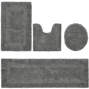 Lux Premium 100% Cotton Tufted Solid Reversible 4 Piece Bath Rug Set – Ultra-Soft, Water-Absorbent, Durable, Machine Washable Bathroom Rug - 1 of 4