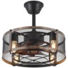 Kviflon 18 inch Industrial Black Caged Ceiling Fan with Light and Remote - 3 of 4