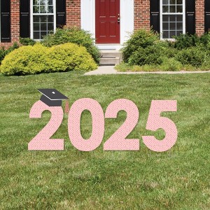 Big Dot of Happiness Rose Gold Grad - 2025 Yard Sign Outdoor Lawn Decorations - Graduation Party Yard Signs - 2025 - 1 of 4