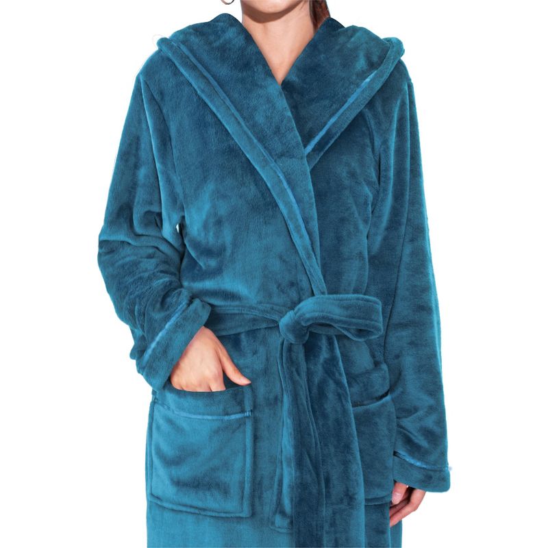 PAVILIA Fleece Robe For Women, Plush Warm Bathrobe, Fluffy Soft Spa Long Lightweight Fuzzy Cozy, Satin Trim, 3 of 7
