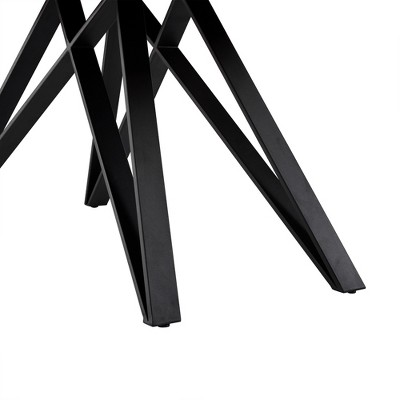 Modena Contemporary Matte Black and Walnut Wood Rectangular Dining Table