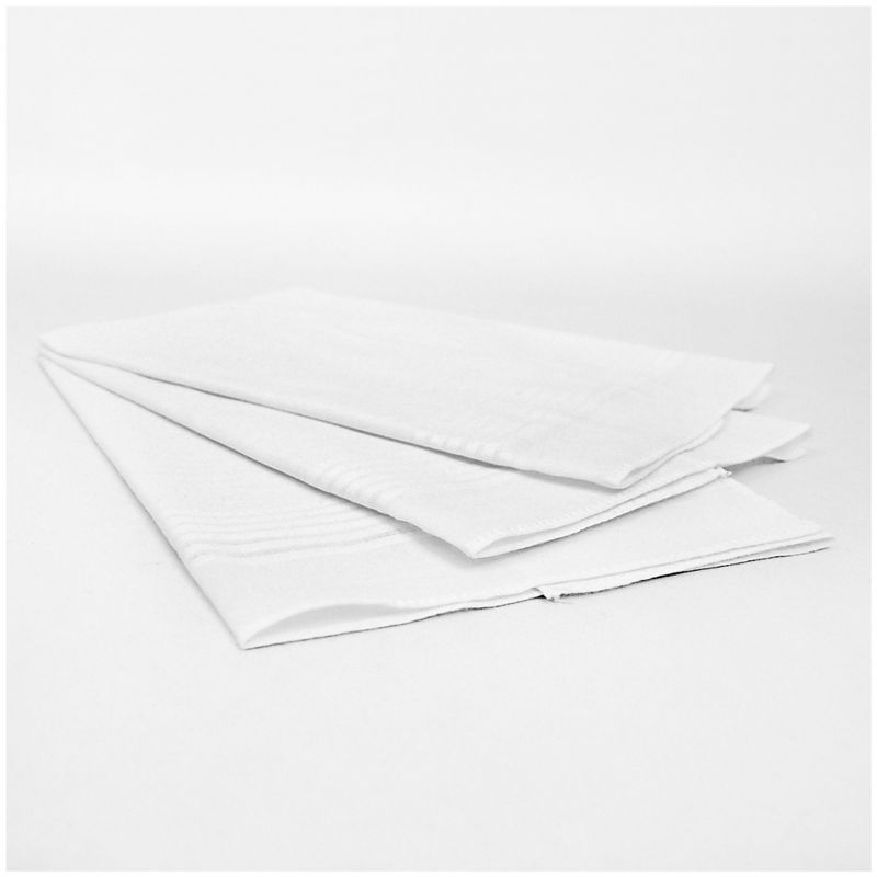 Men's White 100% Cotton Soft Finish Handkerchiefs, 2 of 4