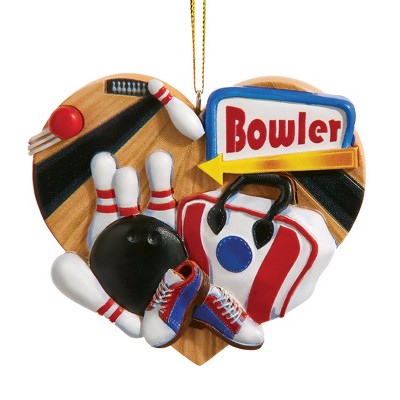 Collections Etc Unique Hand-Painted Bowling Heart Christmas Ornament