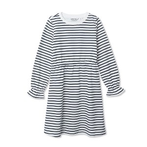Lands' End Kids Long Sleeve French Terry Knit Dress - Xxs - Navy/Ivory Stripe - 1 of 2