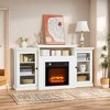 60 Inch Entertainment Center, Farmhouse TV Cabinet with 2 Glass Door, Console Table for Living Room, White - 2 of 4