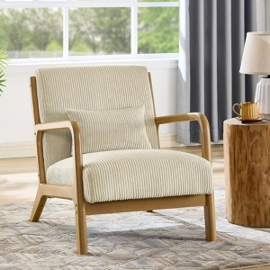 RISOKEYS Mid-Century Modern Accent Chair with Pillow: Stylish Corduroy Upholstery & Easy Assembly - for Living Room, Bedroom, Balcony Decor - 1 of 4