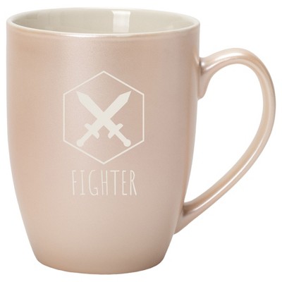 Elanze Designs Fighter Swords 10 Ounce Ceramic Laser-Etched Engraved Drinkware Mug, Metallic Precious Pearl