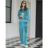 Ekouaer Women's Velvet Velor Tracksuits 2 Piece Lounge Outfits Zip Up Sweatshirt and Sweatpants with Pockets - 3 of 4