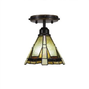 Toltec Lighting Blacksmith 1 - Light Flush Mount in  Painted Wood/Dark Granite with 7" Zion Art Glass Shade - 1 of 1