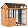 PawHut Extra Large Dog House, Wood Outdoor Dog Kennel with Platform, Storage Cabinet, Waterproof Roof, Stainless Steel Bowls for Large Breeds, Yellow - 4 of 4