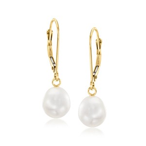 Ross-Simons 8-8.5mm Cultured Pearl Oval Drop Earrings in 14kt Yellow Gold - 1 of 4