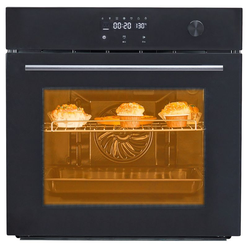 24" Built-in Electric Wall Oven, 70L capacity and 3000W Single Wall Oven for Kitchen, Touch Control, 1 of 7