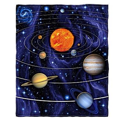 Queen Size Solar System Fleece Blanket for Boys