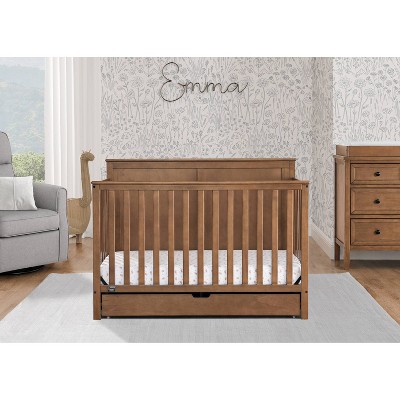 Image of Simmons Kids' Logan 6-in-1 Convertible Crib with Underdrawer - Greenguard Gold Certified - Chestnut