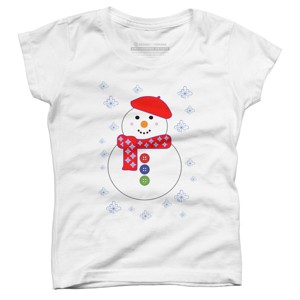 Girl's Design By Humans Christmas Snowman By ScarDesign T-Shirt - 1 of 3