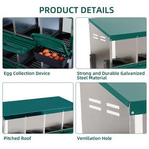 8 Compartments Nesting Box for Chickens Egg Laying, Heavy Duty Metal Poultry Nest Box with Roll Out Egg Collection, Swing Perch, Vented Holes - 1 of 4