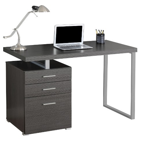 46 Computer Desk with A Storage Cabinet Gray - EveryRoom