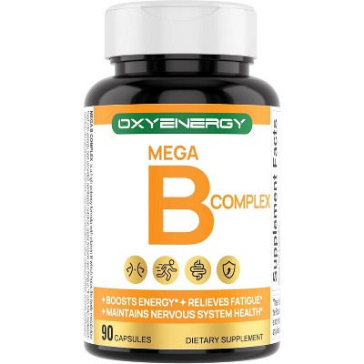 Oxyenergy Mega Vitamin B Complex for Men & Women – Includes Choline, Inositol, Biotin, Folic Acid, B Vitamins, Supports Nerve & Energy, 90 Capsules