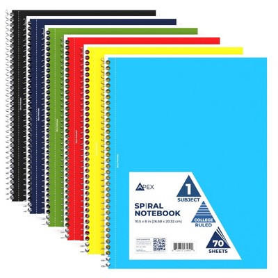 Assorted Spiral Notebooks College-Ruled 70 Sheets (48 Packs)