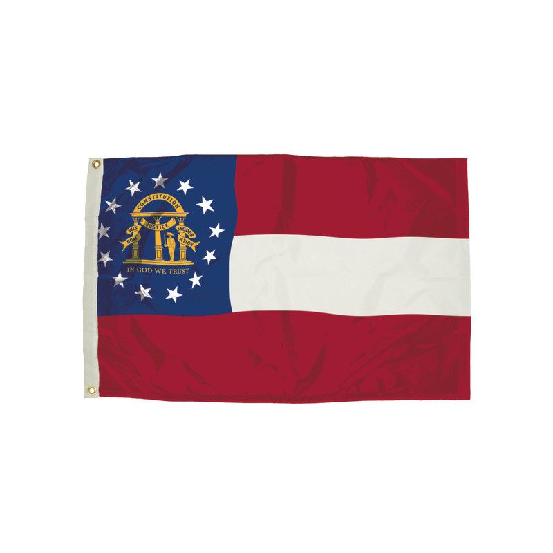 Durawavez Nylon Outdoor Flag with Heading & Grommets, Georgia, 3ft x 5ft, 1 of 2