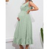Womens Maternity Dress Cap Sleeve V Neck Ruffle Summer Casual Baby Shower Maxi Dresses - 4 of 4