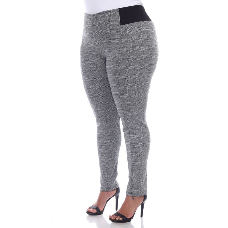 Women's Plus Size Jacquard Slim Pants - White Mark, 2 of 6