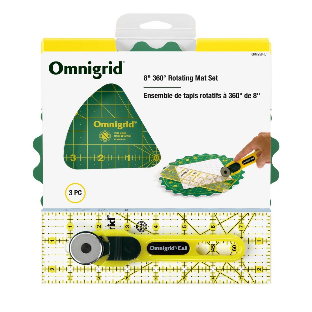 Omnigrid 8" 360 Rotating Mat Set: Green Plastic Craft Mat for Sewing & Office Clearance