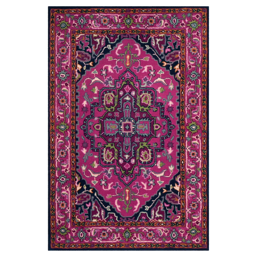 Pink/Navy Medallion Tufted Area Rug 4'x6' - Safavieh